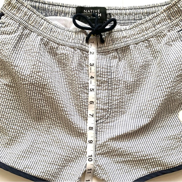NATIVE YOUTH SANTIAGO NAVY BLUE STRIPED SEERSUCKER DRAWSTRING SWIM SHORTS Sz32 - Picture 11 of 13